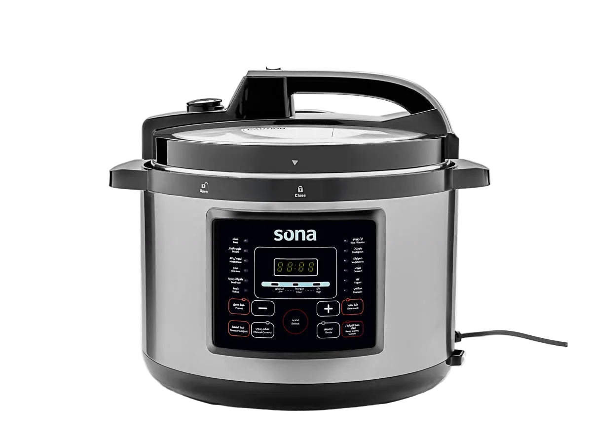 Sona Electric Pressure Cooker, 12Lit, 14Cooking Programs, 1500Watts, Silver