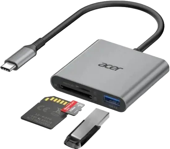 Acer SD Card Reader With Acer 10gbps, 3 In 1, Wired, Grey