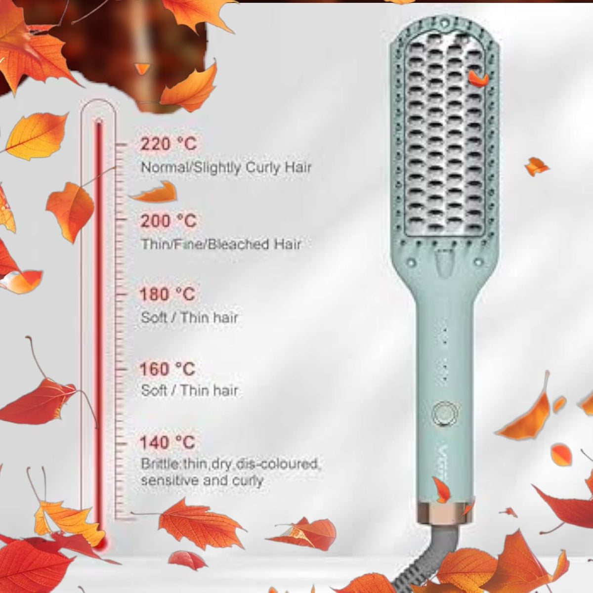VGR Ionic Hair Straightener Brush, 5 Settings Ceramic Heating, Green