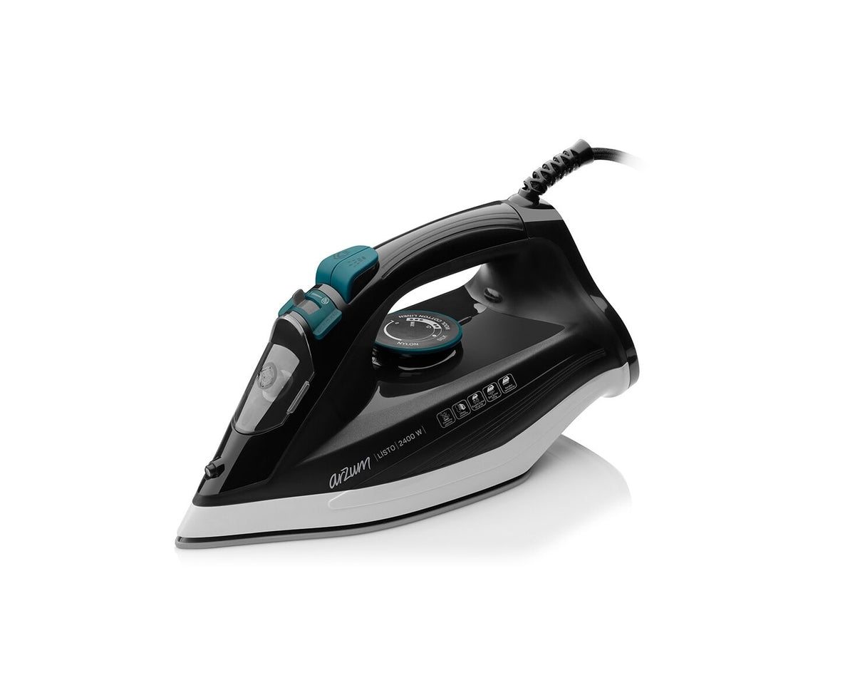 Arzum Steam Iron Ceramic Plate, 320Ml, 2400Watts, Black