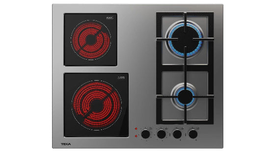 Teka Built In Mixed Gas & Electric Hob, 2Gas Burners & 2Electric Burners, 60Cm, Stainless Steel