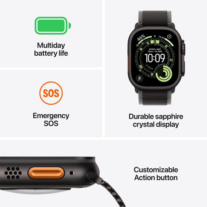 Apple Watch Ultra 3 GPS + Cellular 49Mm, Natural Titanium Case, Anchor Blue Ocean Band