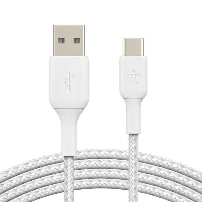 Belkin Boost Charge USB-A to USB-C Braided Cable, 2Mm, White