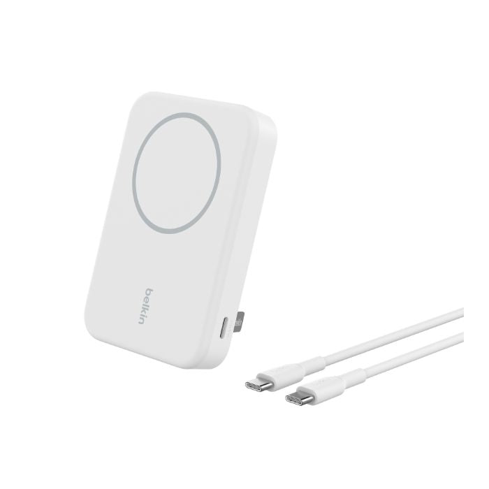 Belkin Boost Charge Qi2 Magnetic Wireless, Power Bank 8000Mah & Stand, 15Watts, White