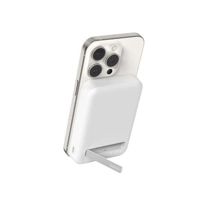 Belkin Boost Charge Qi2 Magnetic Wireless, Power Bank 8000Mah & Stand, 15Watts, White