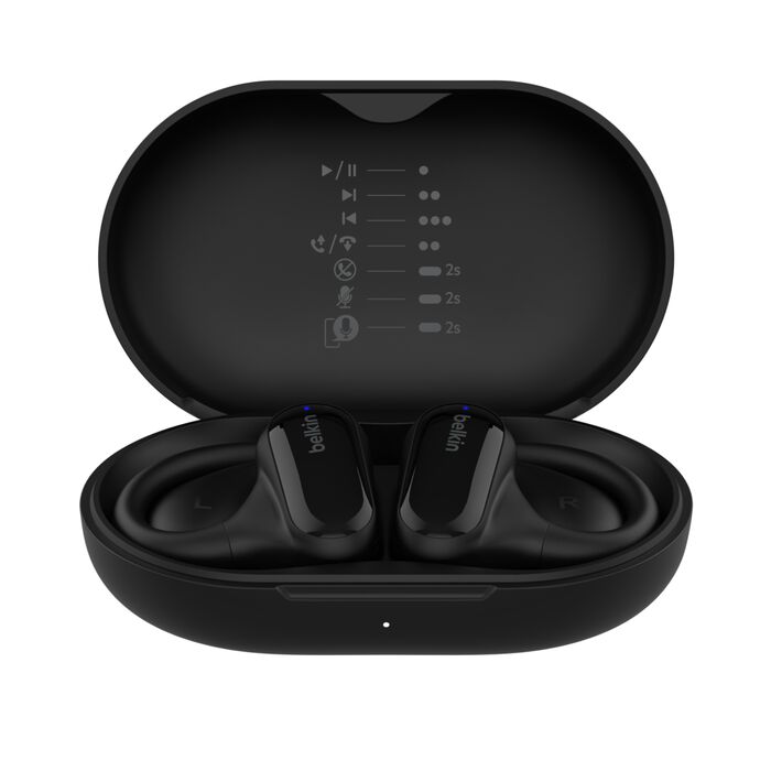 Belkin Sound Form Breeze Open Ear True Earbuds, Wireless, Black