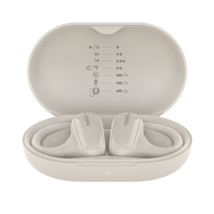 Belkin Sound Form Breeze Open Ear True Earbuds, Wireless, White