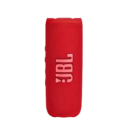 Red JBL portable speaker on a white background