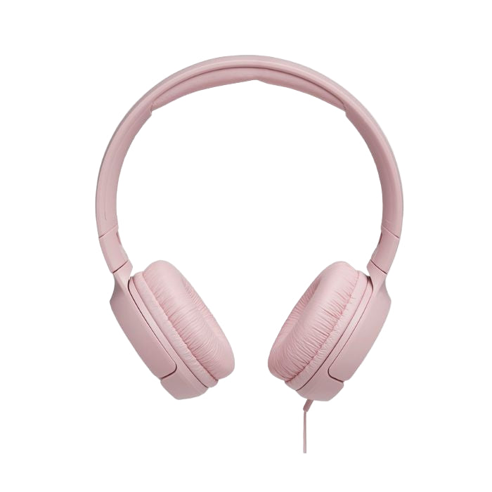 Pink headphones on a white background
