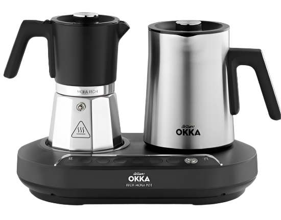 Arzum Coffee Maker Pot with Mixer, Moka Pot Hot & Cold milk, 1.8Lit, 3Cup, Black / Chromhe