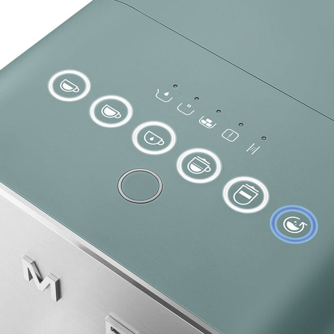 Control panel with icons on a teal surface