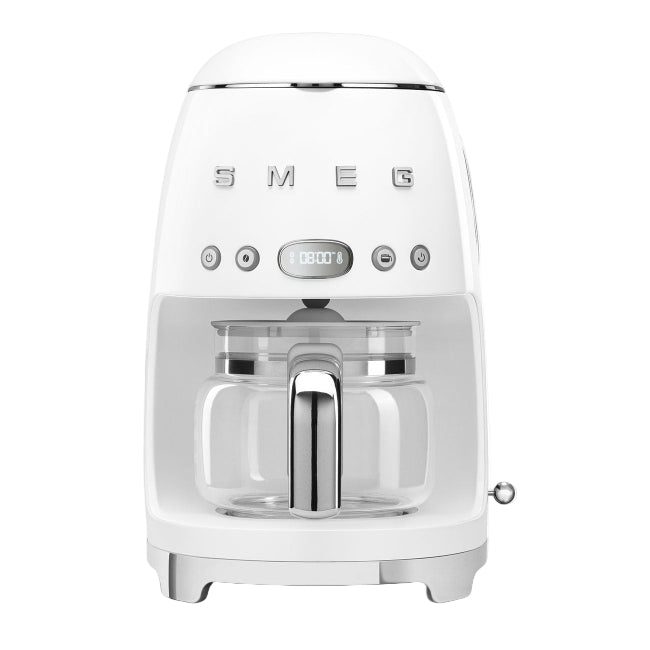 White Smeg coffee machine on a white background