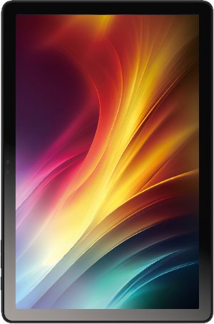 A 10.1-inch Flog Sky 1 tablet with a colorful abstract wallpaper on the screen, in a dark grey color.
