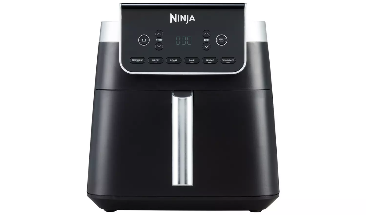 Black Ninja air fryer on a white background