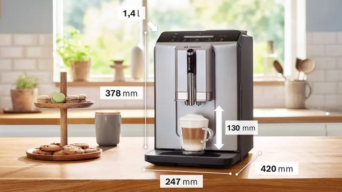 Bosch Vero Cafe Fully Automatic Espresso Machine, Water Tank 2Lit, 1400Watts, Silver / Black