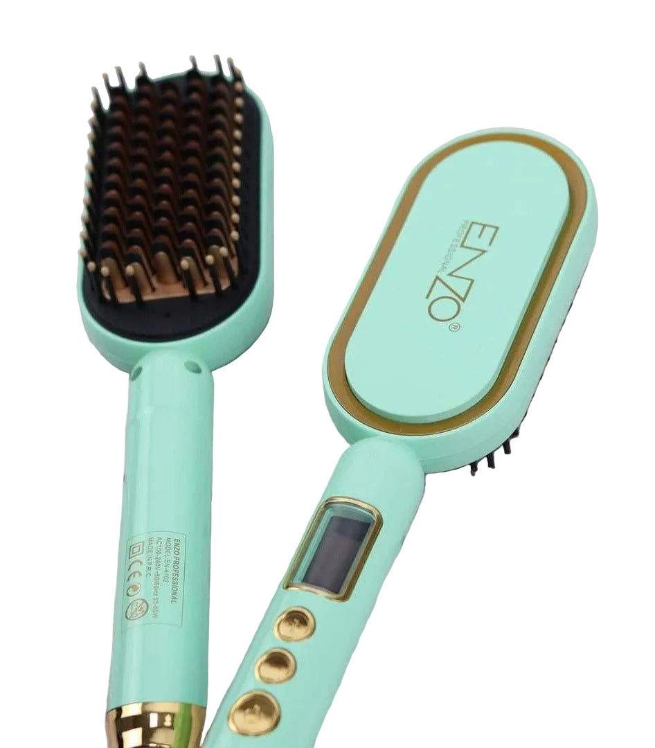 EN-4102 / ENZO Hair Straightener Brush green STRAINGHTENER / 200 WATTS