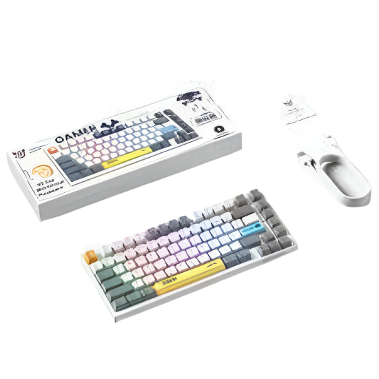 Onikuma USB Wired Mechanical Keyboard, RGB Backlit Matte Key Caps, For PC & Laptop, White