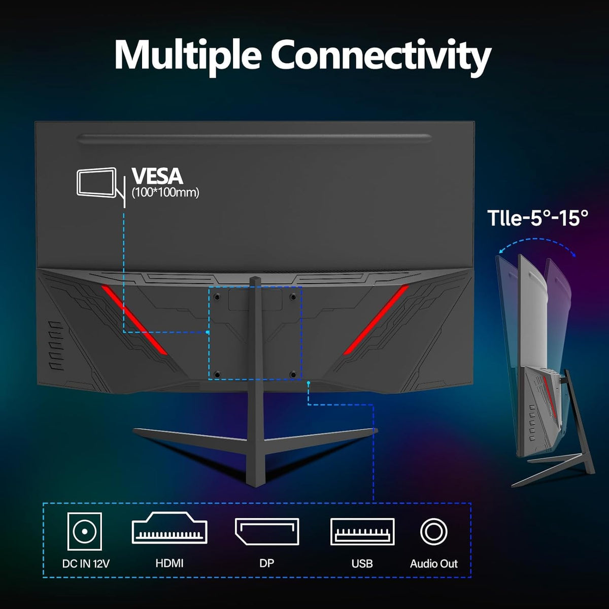 SUIRGE 32-Inch QHD Curved Gaming Monitor, 2K 165Hz, 1ms Response Time 3000r / DP+HDMI+USB+S