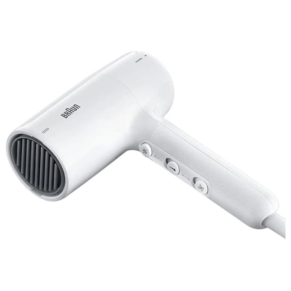 BRAUN Hair Dryer 2100Watts, 3 Speeds, White, Ionic function, Fast-drying nozzle, Easy