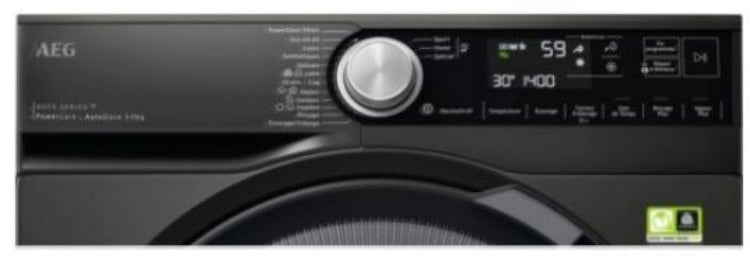 AEG Front Load Washing Machine, Inverter Motor A+++, 9KG, 1400RPM, Matt Black