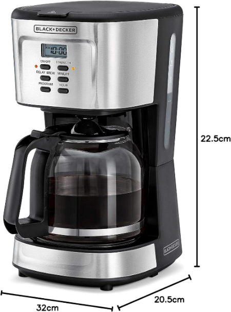 Black & Decker Coffee Maker, 12Cup, 900Watts, Black / Silver