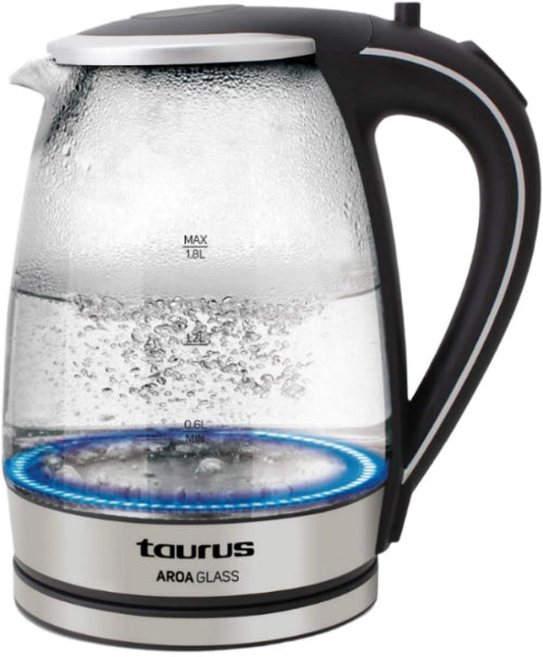 Taurus kettle Aroa Glass, 1.8Lit, 2200Watts, Stainless Steel