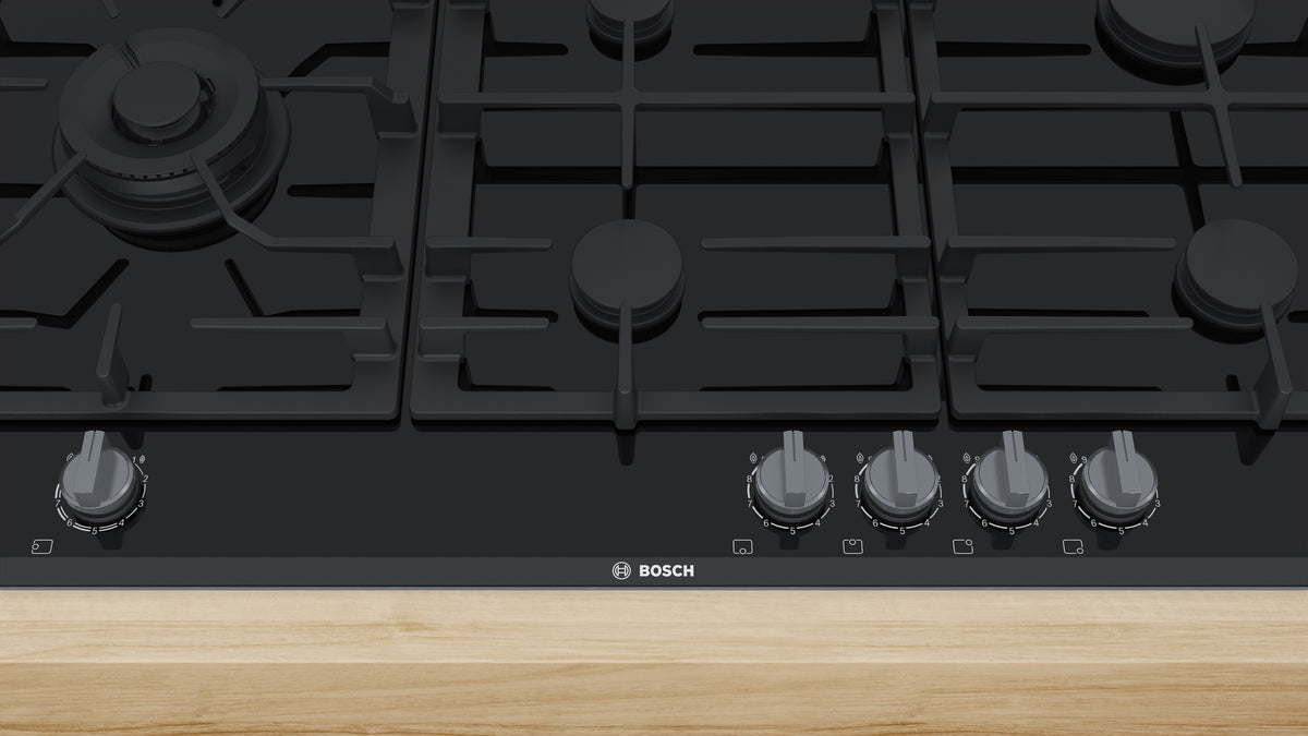 Bosch Built in Ceramic Gas Hob, Serie 8, 90Cm, 5Burners, Black