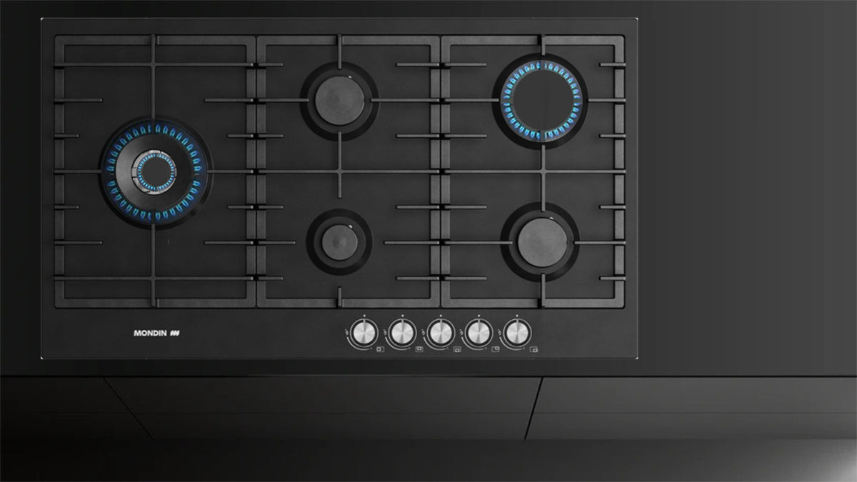 Mondin Built in Hob with Safety, 90Cm, Cast Iron, Black