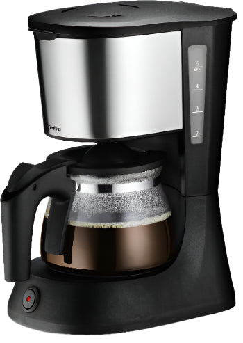 Coffee maker with a glass carafe on a white background