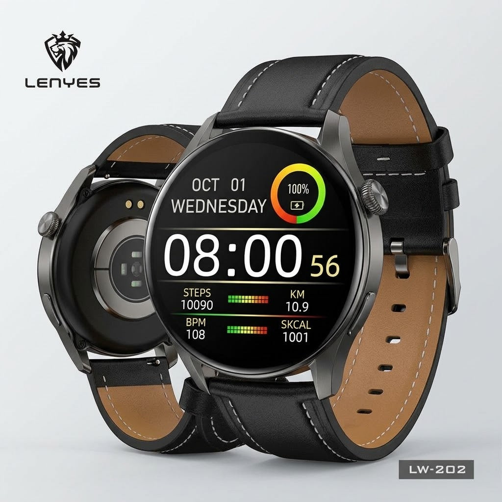 Lenyes Smart Watch 5.2Inch, Wireless Calling 3-10 Days, Black