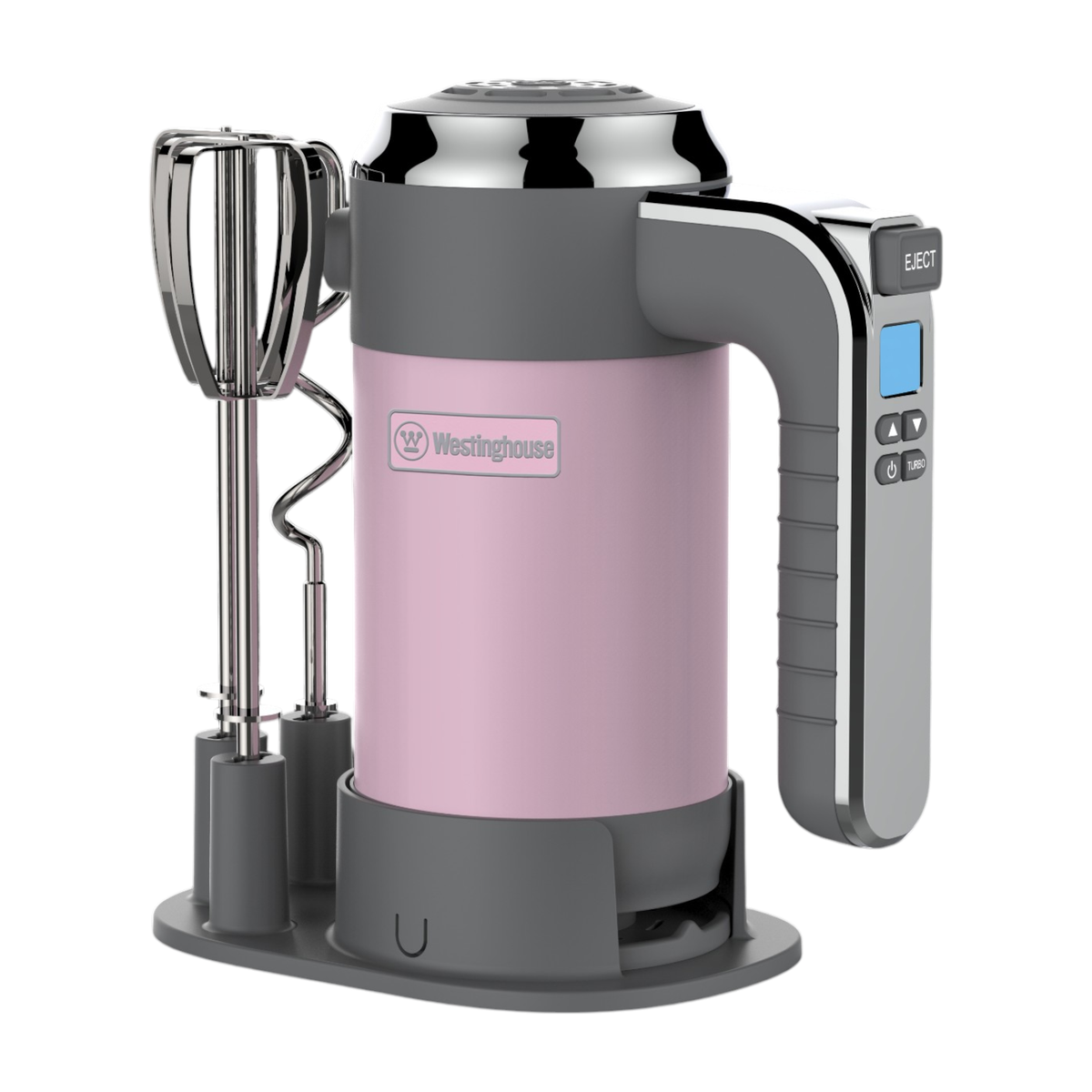 Westinghouse Retro Hand Mixer, LCD Display, 4Pieces, 300Watts, Pink