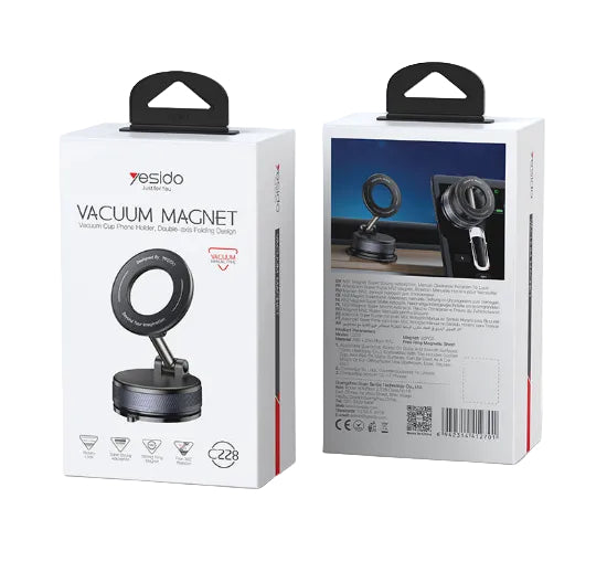 Yesido Phone Holder, 360 Rotation, Foldable Clamp Arm Magnetic, Black