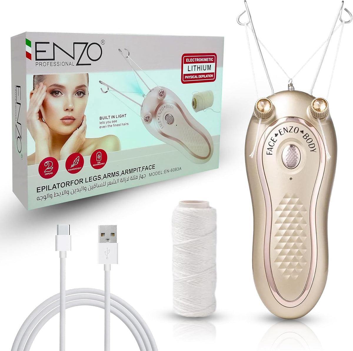 Enzo Epilator Facial Hair Remover, White