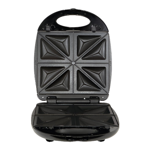 Black waffle maker on a white background