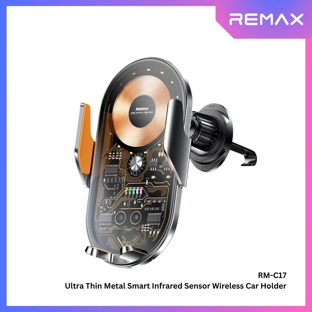 Remax Car Phone Holder, Smart Infrared Sensor, 15Watts, Black