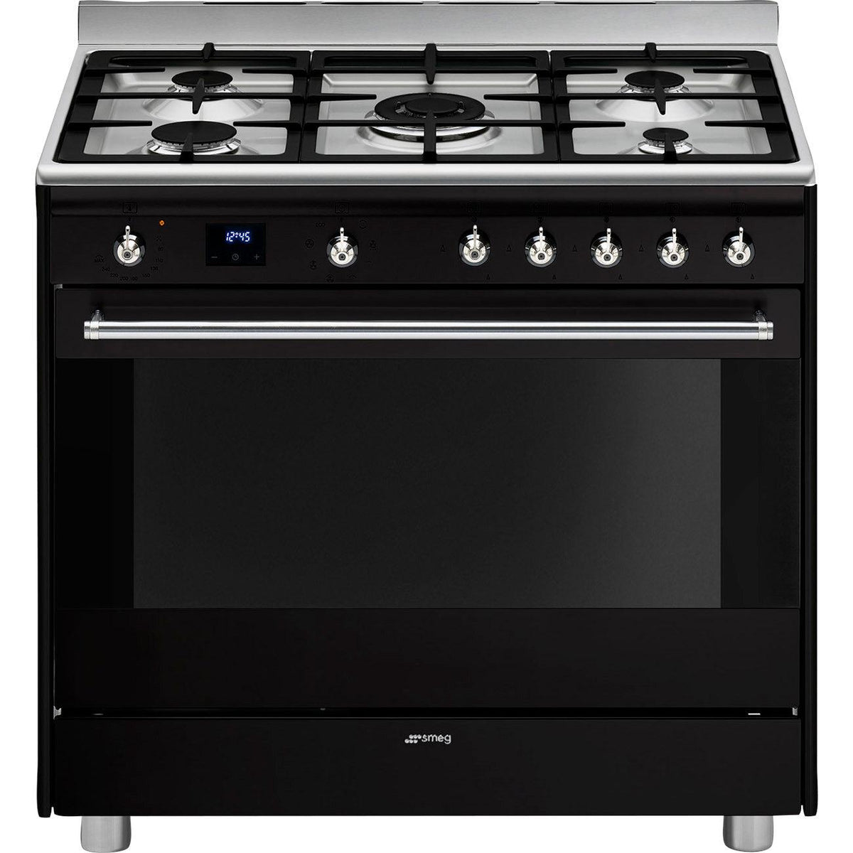 Smeg Cooker With Gas Hob, 90*60Cm Main Oven, Black