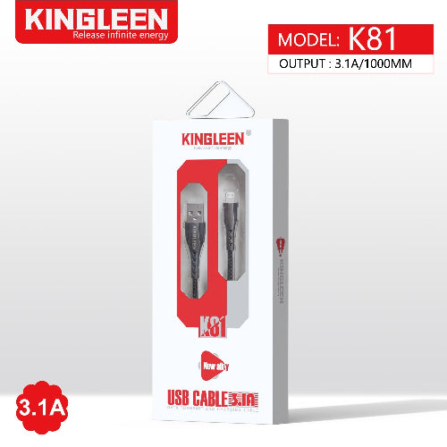 Kingleen K81 USB cable packaging on a white background