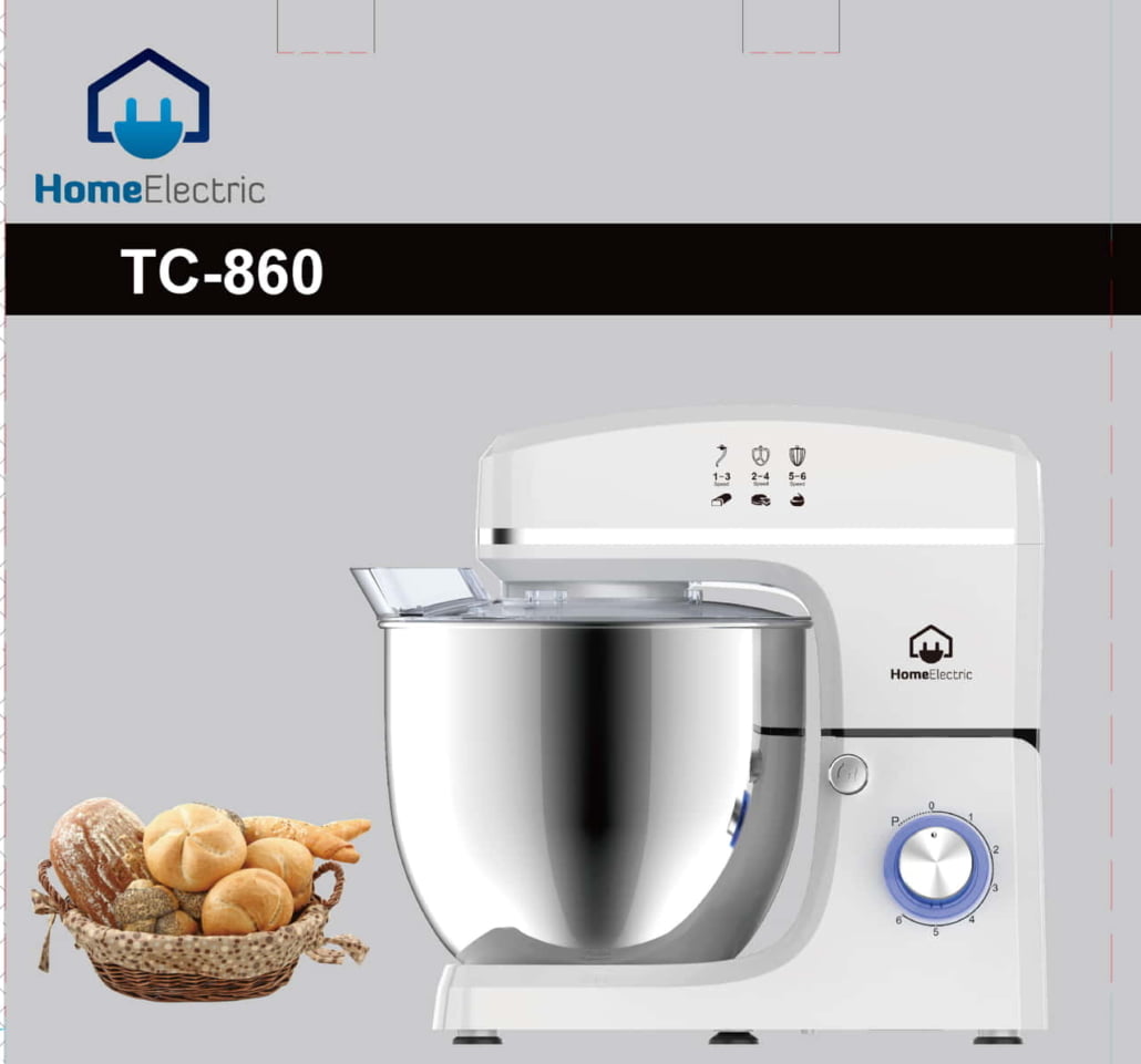 Home Electric Stand Mixer, 6Speeds, 10Lit, 1500Watts, White