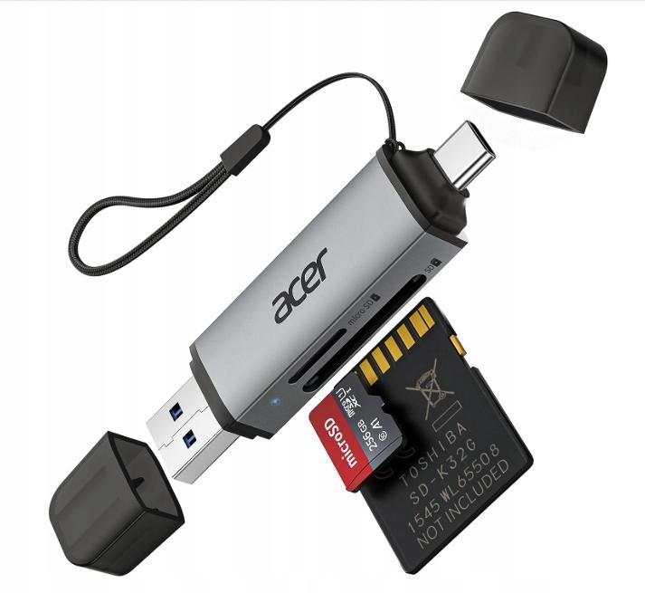 Acer SD Card Reader, Usb C & Usb Memory Card, Grey