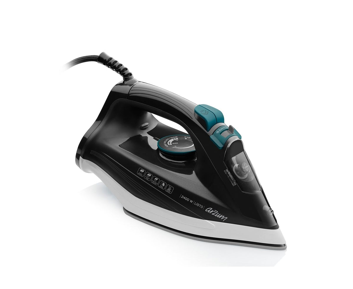 Arzum Steam Iron Ceramic Plate, 320Ml, 2400Watts, Black