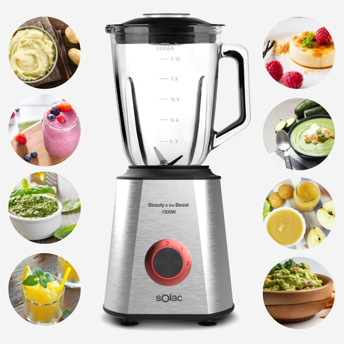 Solac Blender, 1.5Lit, 1500Watts, Silver