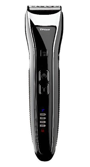 Black and silver hair trimmer with visible brand logo on a white background