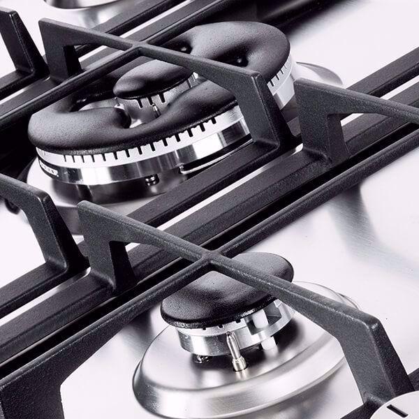 Elba Built-In Hob, Full Safety, 90Cm, Cast Iron, 5Burners, Ignition Inox