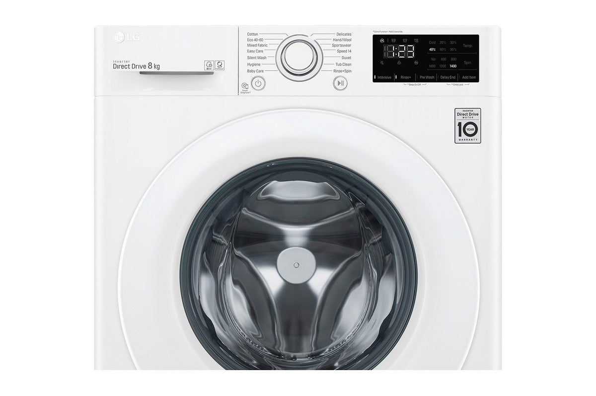 LG Front Load Washing Machine A+++, 8KG, 1200RPM, White