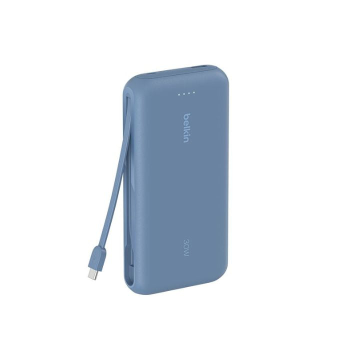 Belkin Boost Charge Power Bank 20000Mah, PD 30Watts with USB-C, Integrated Cable and USB-C & USB-A, Blue