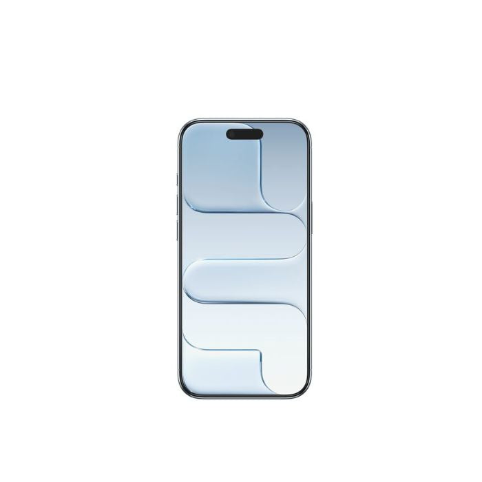 Smartphone with a reflective screen on a white background