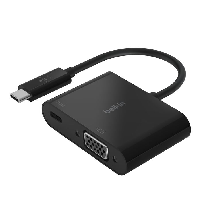 Belkin USB-C to VGA Adapter, Up to 60Watts of Power Delivery, Black