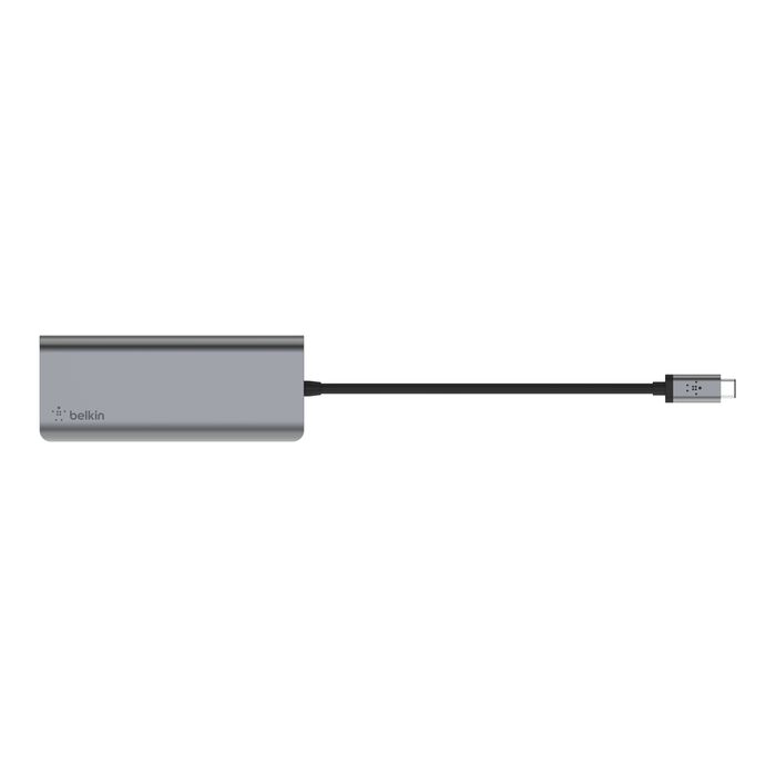 Belkin USB-C Multiport Adapter 6-in-1, 2 x USB A 3.0 (5Gpbs), 1 x HDMI 4k, GbE, 1 x USB, Grey