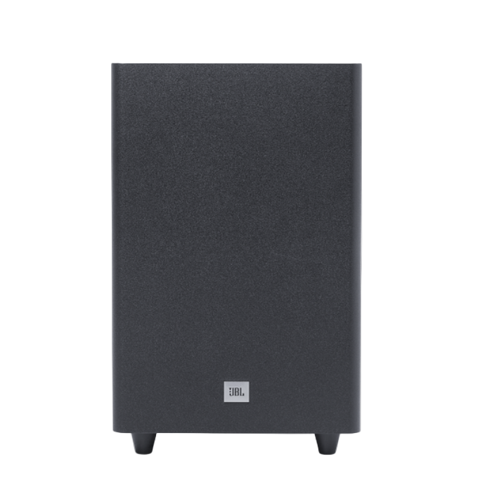 Black speaker with JBL logo on a white background
