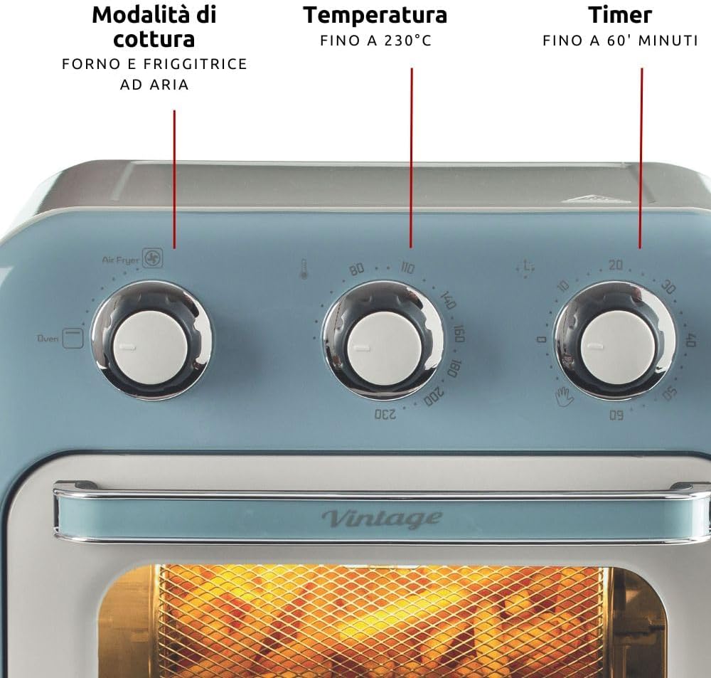 Ariete Vintage Air Fryer Oven, 16Lit, 1400Watts, Blue